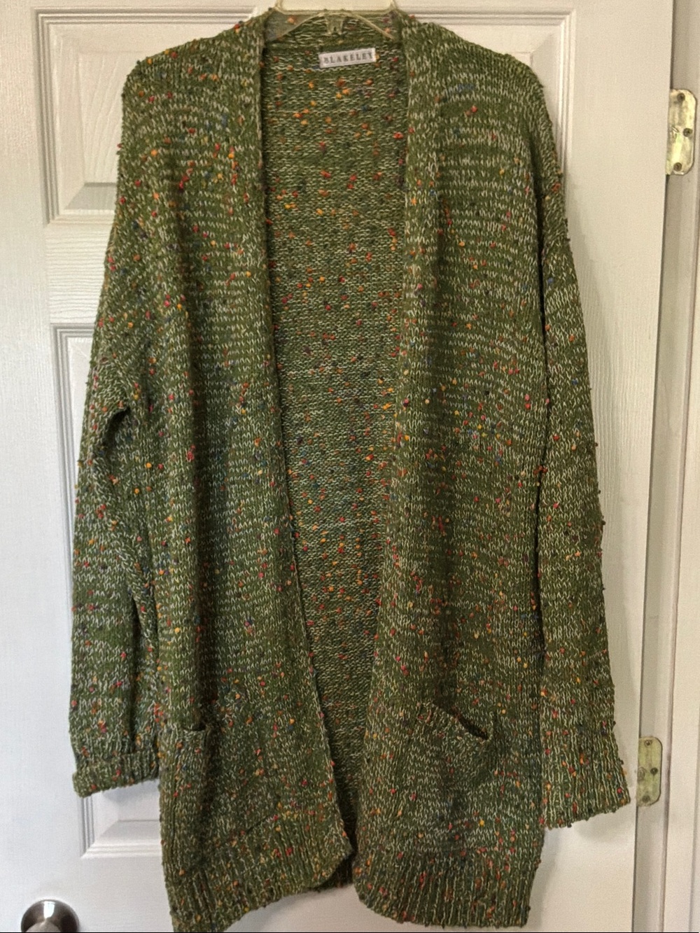 Blakely Olive Green Open-Front Knit Cardigan